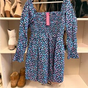 Lilly Pulitzer Seabreeze Blue and Pink Long Sleeve Dress